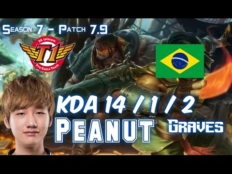 SKT T1 Peanut GRAVES vs ELISE Jungle - Patch 7.9 BR Ranked