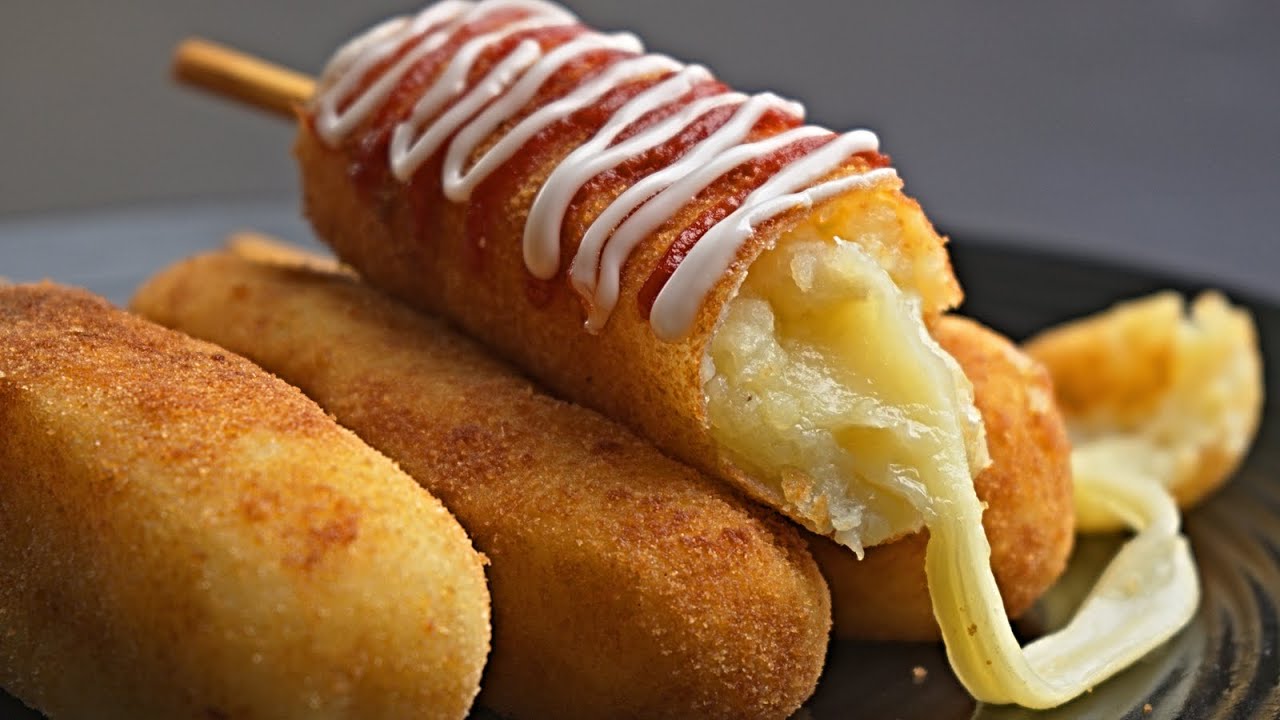 How to make Cheese Potato Corn Dog without flour - Korean street food recipes