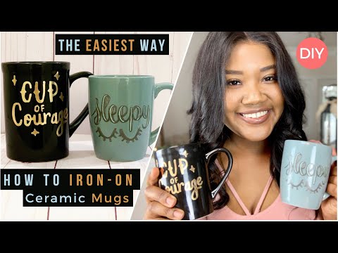 DIY Coffee Mugs | How To Apply Cricut HTV With Household Iron | Ashleigh Lauren X Cosori