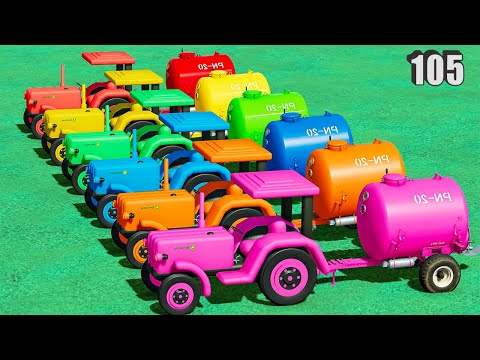 SPREADING WITH MINI JOHN DEERE TRACTOR & COLORED TANKER - TRACTOR OF COLORS - FS22 #105