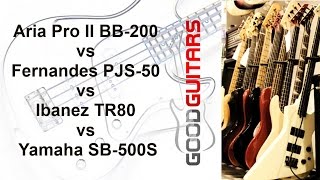 Video thumbnail for Aria Pro II BB-200 vs Fernandes PJS-50 vs Ibanez TR80 vs Yamaha SB-500S by Bassberserk