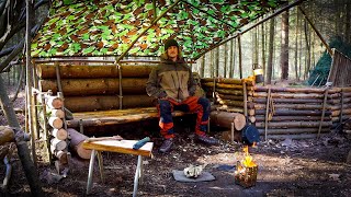 SOLO Bushcraft Wild Camping In -6c  / Bushcraft Shelter Building