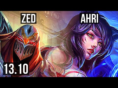 ZED vs AHRI (MID) | 9/1/6, 2500+ games, 1.9M mastery, Legendary | KR Grandmaster | 13.10