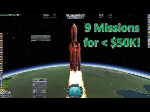 Kerbal Space Program Career Part 14:  9 Missions for less than 50K!