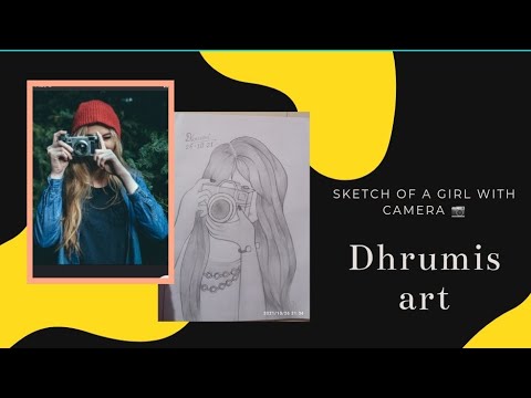 Drawing of girl with camera 📷 || Easy pencil shading of girl || dhrumis art