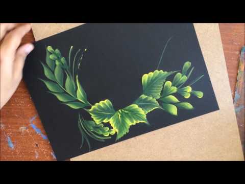 One Stroke Painting- Pink Flowers on Leaf Base