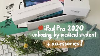 🍎iPad Pro 2020 (12.9''') unboxing + accessories by 🇨🇦medical student | Apple Pencil 2, Airpods Pro