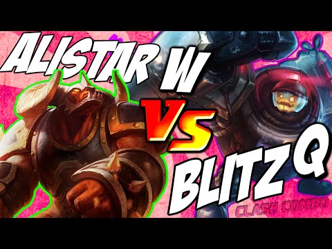 Alistar W vs Blitzcrank Q - Headbutt vs Rocket Grab by LoL Clash & Combo #lolclash