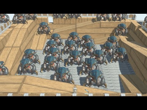 FPS Laser Beam Test with 100 Alien Exotica Animal Revolt Battle Simulator