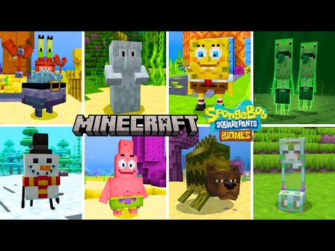 All Spongebob Character in Minecraft x Spongebob Biomes World! | Minecraft Bedrock