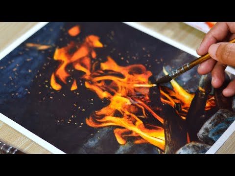 painting realistic fire using watercolors by kembart