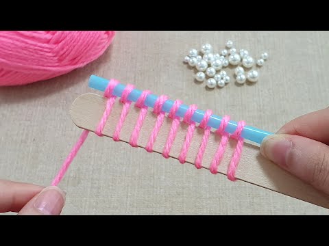 Super Easy Woolen Flower Making Trick Straw and Stick - Amazing Sewing Hack - Hand Embroidery Design