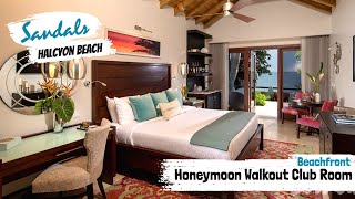 Beachfront Honeymoon Walkout Club Level Room WBT | Sandals Halcyon Beach St Lucia | Tour & Review 4K