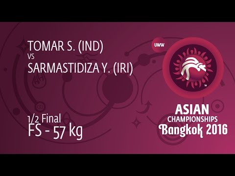 1/2 FS - 57 kg: S. TOMAR (IND) df. Y. SARMASTIDIZA (IRI), 10-8