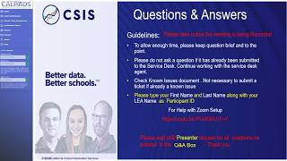 CALPADS Weekly Update Q&A 8-19-2026