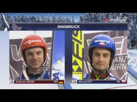 Maciej Kot (115m) vs Andreas Wank (120m) - Innsbruck 2016 - I. round + polish commentary