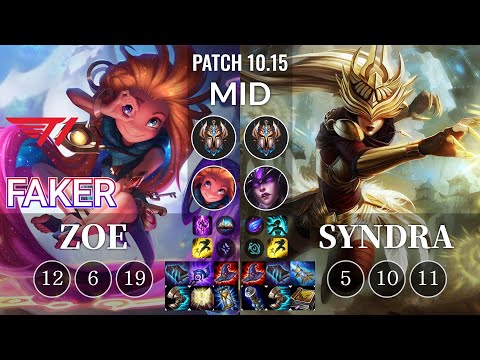 T1 Faker Zoe vs Syndra Mid - KR Patch 10.15