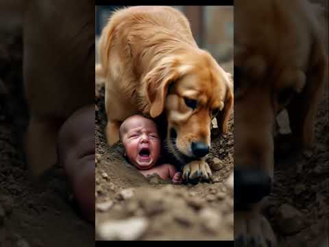 The brave golden retriever tried to save the baby from the landslide. #kindness #dog