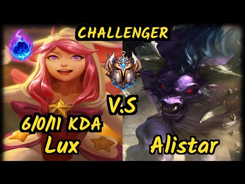 Big (LUX) vs ALISTAR - 6/0/11 KDA BOTTOM SUPPORT CHALLENGER GAMEPLAY - NA