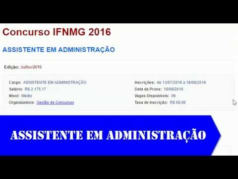 Edital Concurso IFNMG 2016 - Assistente em Administração