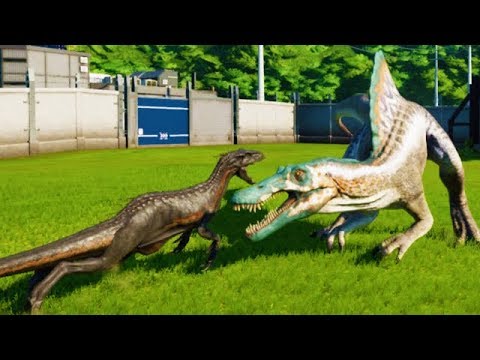 UPDATED SPINOSAURUS vs I-REX, T-REX, INDORAPTOR, GIGANOTOSAURUS, ALLOSAURUS (JURASSIC WORLD EVO)