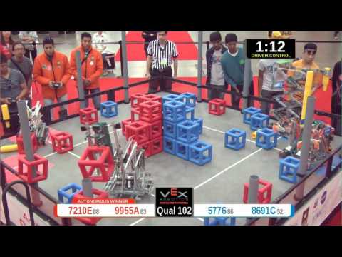 2015 VRC Arts Q102 - 7210E 9955A vs 5776 8691C - 51 to 46 - VEX Worlds 2015 - Arts Division