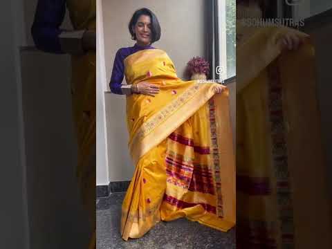 Mustard Gold Pure Katan Silk Kaduwa Meena Circle Banarasi Saree