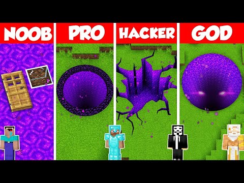 Insane Minecraft Build Challenge: Noob vs Pro vs Hacker vs GOD!