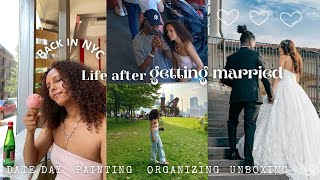 Back in New York 🚕 Life after getting married, dumbo date day, decluttering & organizing, painting