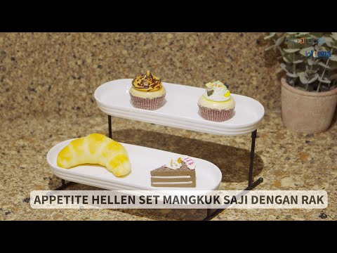 Gambar Appetite Hellen Wadah Saji Dengan Rak 2 Tingkat Set 3 pcs - Putih