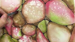 WATERCOLOR Salt Texture Pebbles 🧡 relaxing painting process - 439