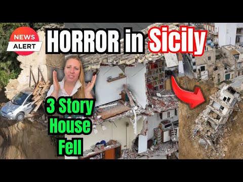 MORE Homes fall into the ABYSS - RED ZONE probably extended 1000ft INTO THE TOWN of Niscemi Sicily