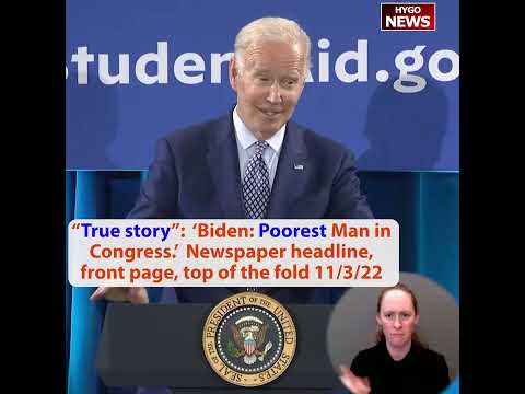 "True story": 'Biden: Poorest Man in Congress' Newspaper headline, front page, top of the fold