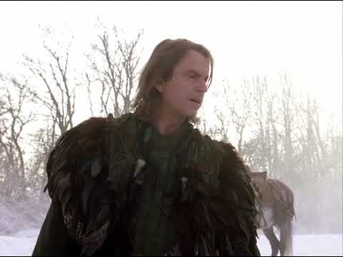 Magical Miranda Richardson (Lady of the Lake) gives Sam Neil (Merlin) The Excalibur