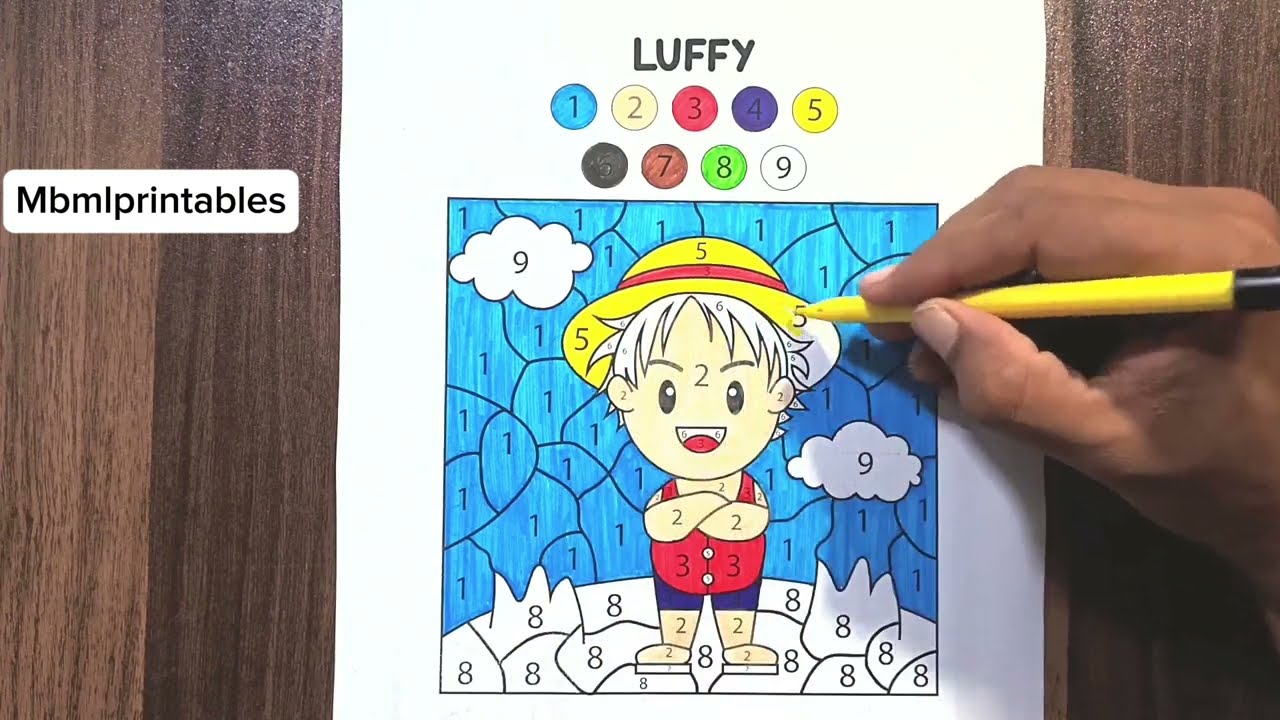 Luffy Color By Number | One Piece Coloring Pages | Luffy Manga Coloring Page #onepiece #luffy