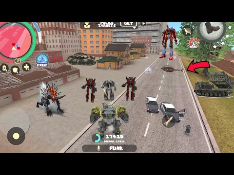 Rope Hero: Vice Town (Assault Machine Destroyer Robot Car) Iron Robot Car on Road - Gameplay HD