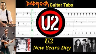 New Year's Day - U2 - Guitar + Bass TABS Lesson 