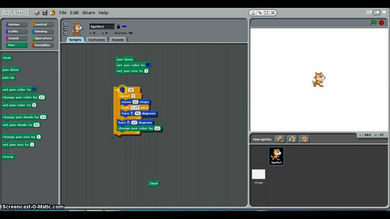 Creating shape patterns with Scratch
