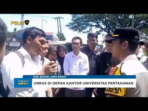 KAPOLSEK CITEUREUP MENERIMA ASPIRASI UNRAS DI DEPAN KANTOR UNIVERSITAS PERTAHANAN