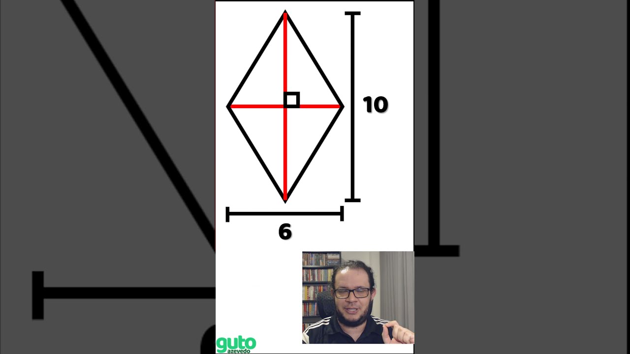 Como calcular a área do losango? Qual é a fórmula da área do losango ou rombo? #shorts #gutoazevedo