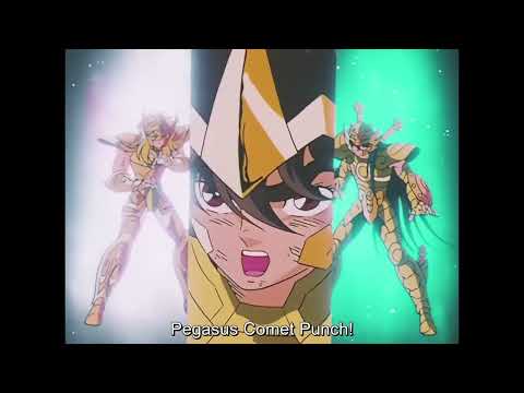Seiya, Shiryu et Hyoga attaquent ensemble Poséidon