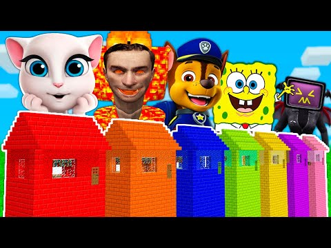 🧟‍♂️ ULTIMATE ZOMBIE SURVIVAL IN RAINBOW HOUSES! 🌈🔥MINECRAFT MADNESS!