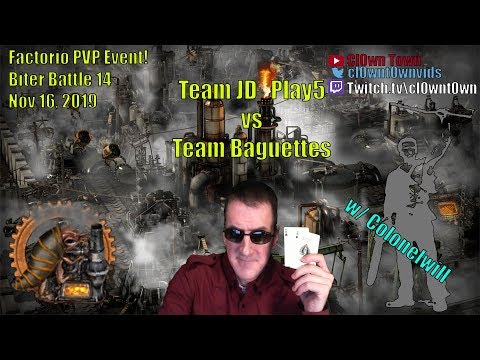 Factorio PVP Biter Challenge 14 - Team JD_Play5 vs. Team Baguettes