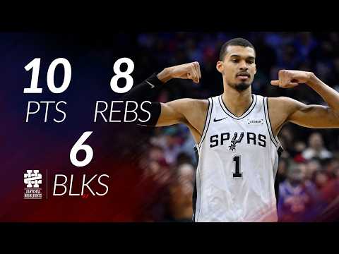Victor Wembanyama 10 pts 8 rebs 6 blks vs Sixers 25/26 season