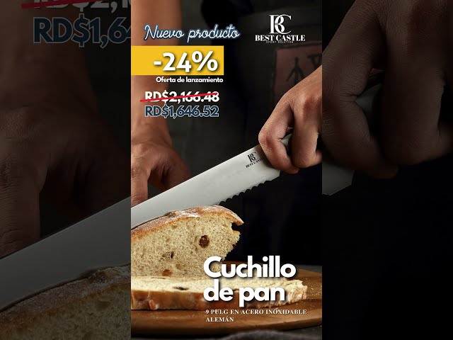 Vídeo relacionado con KOSLEOW Cuchillo de Pan Profesional de 28 cm, Cuchillo Panero con Mango de Madera para Cortar Pan, Baguettes y Hogazas, Cortador de Pan Manual de Alta Precisión