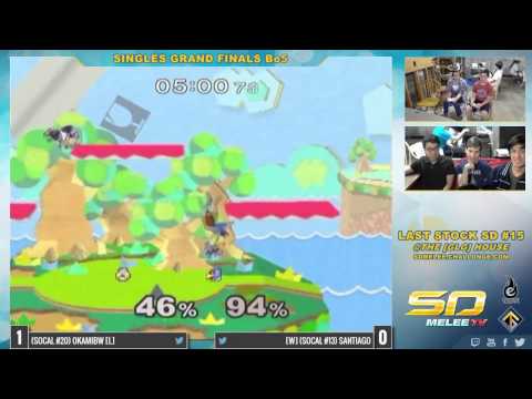 Last Stock SD #15 - OkamiBW (Sheik) vs Santiago (Fox, Falco) - SSBM Grand Finals Set 1