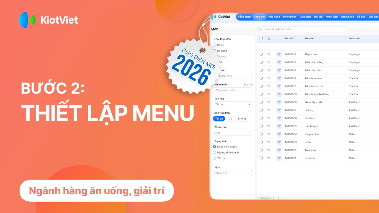 Thiết lập menu