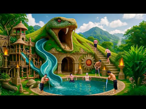 150-Day Challenge: Building a Giant Snake Water Park and an Underground Pool Using Primitive Tools