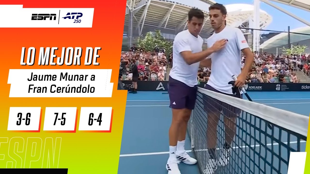 JAUME MUNAR SE LO DIO VUELTA A FRAN CERÚNDOLO Y AVANZÓ EN EL ATP 250 DE ADELAIDA | RESUMEN