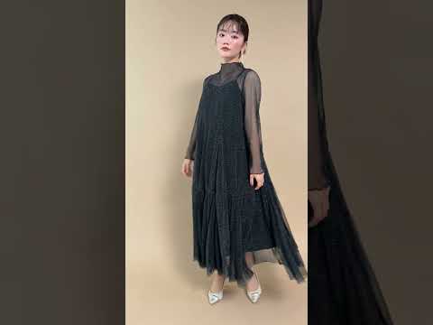 ブラックのラメチュールメロウAラインドレス 動画